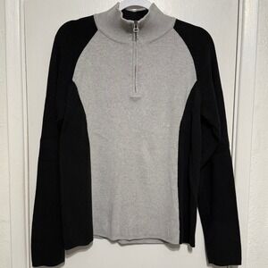 Polo Jeans Co Ralph Lauren 1/4 Zip Sweater Men XL Gray Black Colorblock Cotton